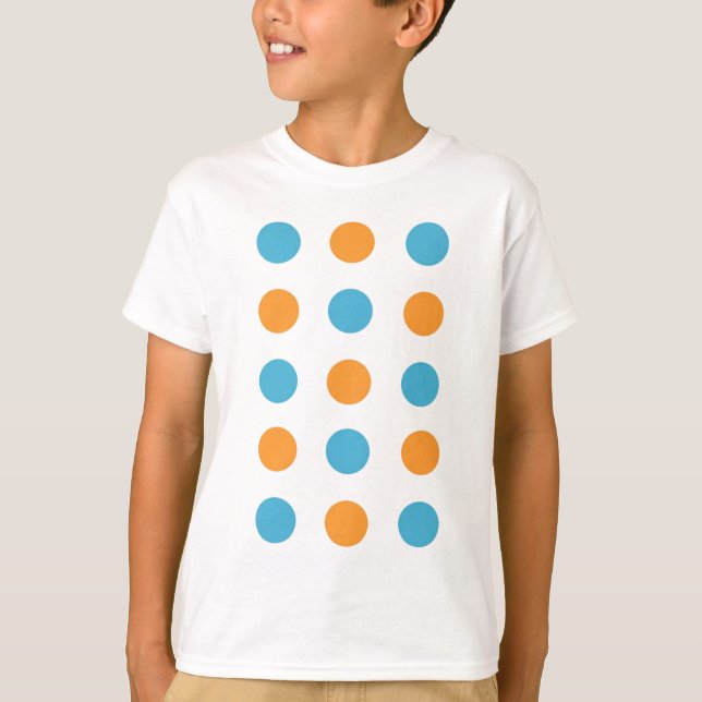 Blue und Orange Polka Dots T-Shirt (Vorderseite)