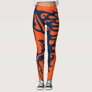 Blue und Orange Pony Pferde Stallion Steed Lineart Leggings
