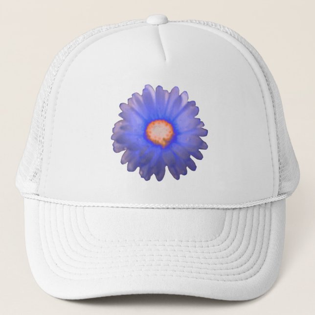 Blue und Red Marigold Hat Truckerkappe (Vorderseite)