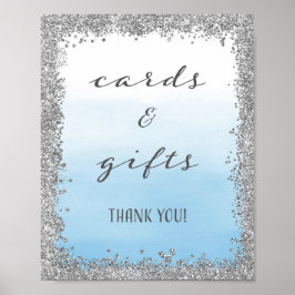Blue und Silver Cards und Geschenke Hochzeitspass  Poster