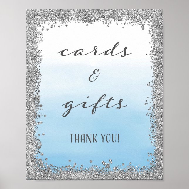 Blue und Silver Cards und Geschenke Hochzeitspass  Poster (Vorne)