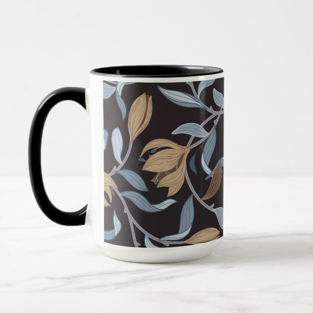 Blue und Tan William Morris Elegant Inspiriert Tasse (Links)