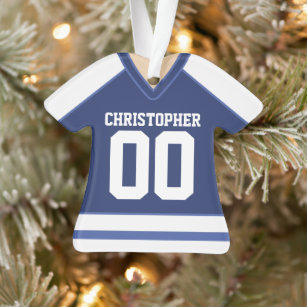 Blue und White Custom Hockey Jersey Ornament