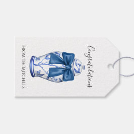 Blue und White Ginger Jar mit Blue Bow Geschenkanhänger