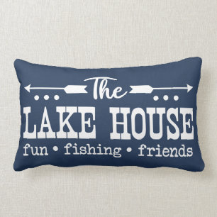 Blue und White Lake House Lendenkissen