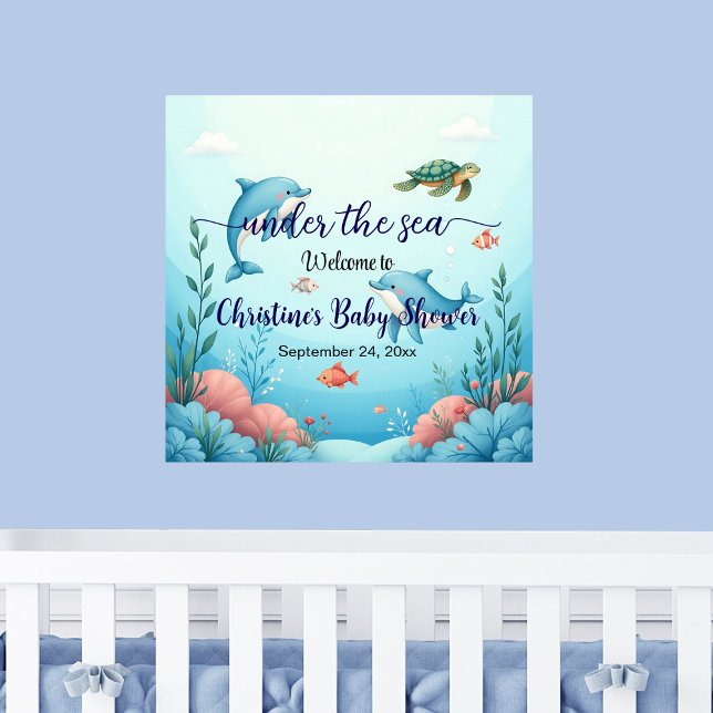 Blue Under Sea Baby Dusche Empfang Poster (Von Creator hochgeladen)