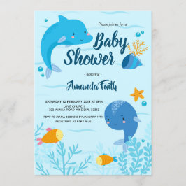 Blue Under Sea Baby Shower für Junge Einladung