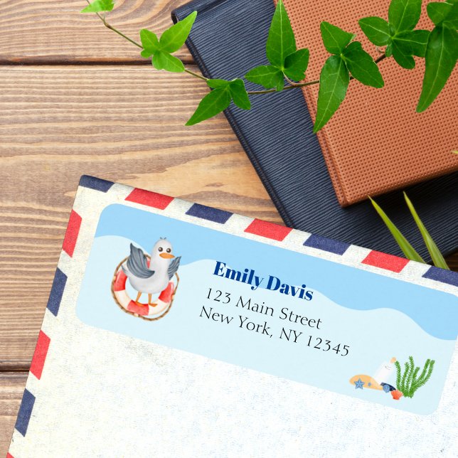 Blue under Sea Baby Shower Label - Seabird (Von Creator hochgeladen)