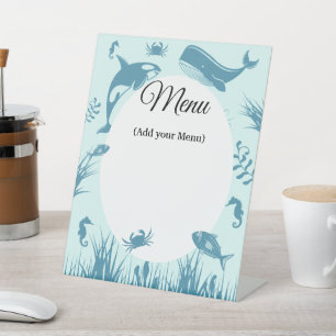 Blue Under Sea Baby Shower Menu Schild