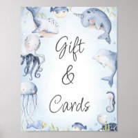Blue Under Sea Creatures Baby Shower Sign