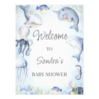 Blue Under Sea Creatures Boys Baby Shower Schild
