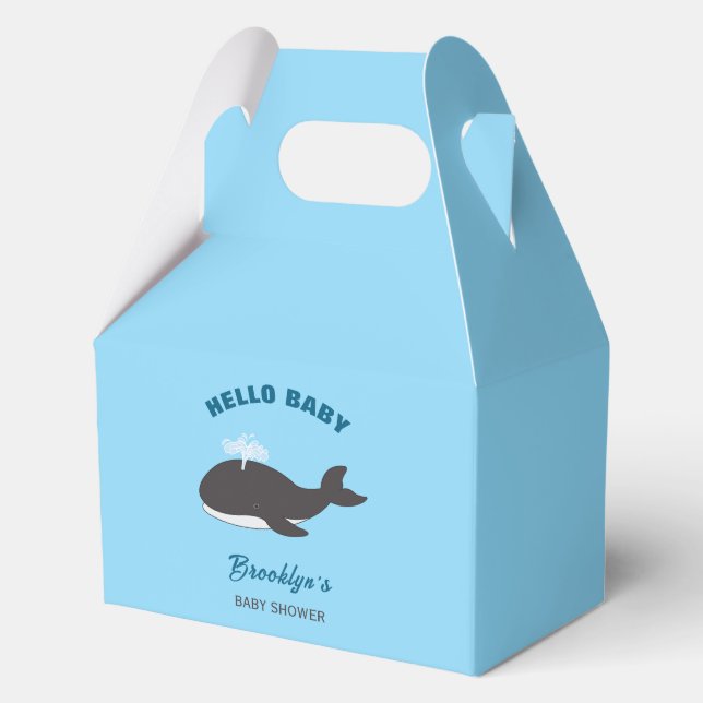 Blue Under Sea Hello Baby Shower Gray Whale Geschenkschachtel (Vorderseite)