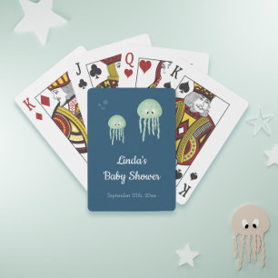 Blue Under Sea Jellyfish Baby Shower Spielkarten