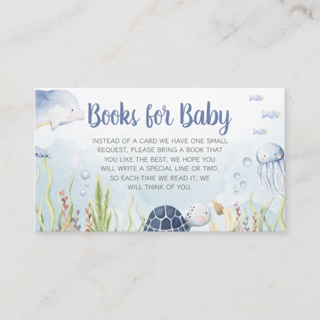Blue Under the Sea Baby Shower Books for Baby Begleitkarte (Vorderseite)