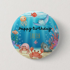 Blue Under the Sea birthday Button