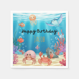 Blue Under the Sea birthday Serviette