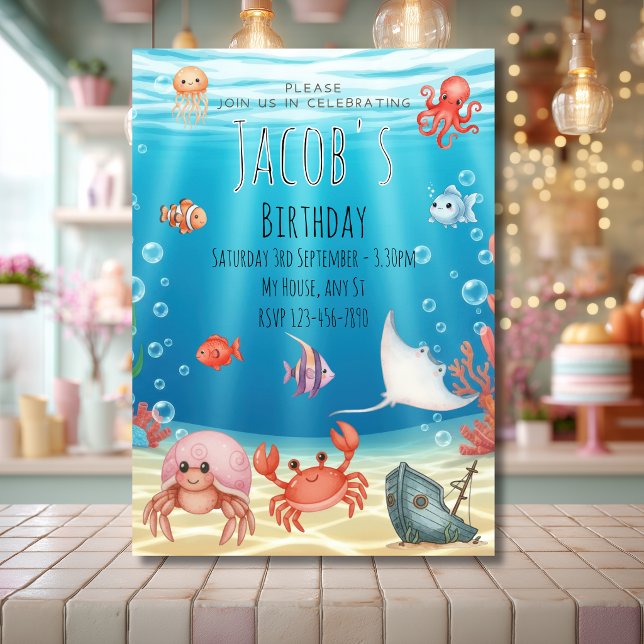 Blue Under the Sea Geburtstag Einladung (Von Creator hochgeladen)