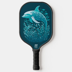 Blue Underwater Dolphin Art Pickleball Schläger