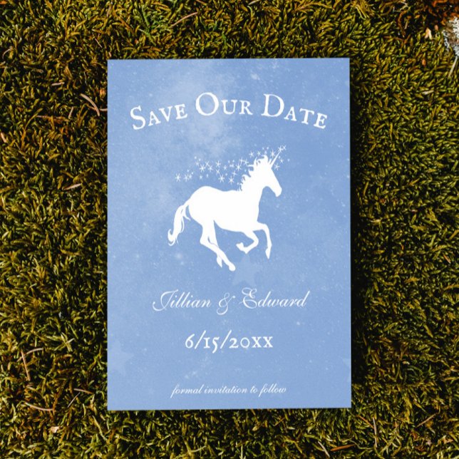 Blue Unicorn Ankündigung Datum freihalten (Blue Unicorn Save the Date Wedding Announcement)
