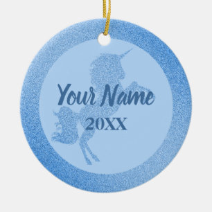 Blue Unicorn Birthday Keramik Ornament