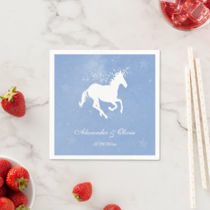 Blue Unicorn Brautparty Napkin Serviette