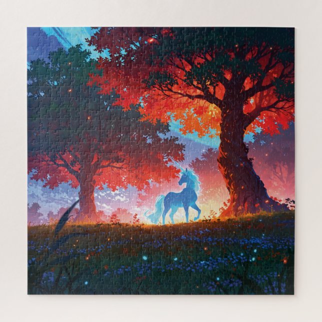 Blue unicorn in the forest puzzle (Vertikal)