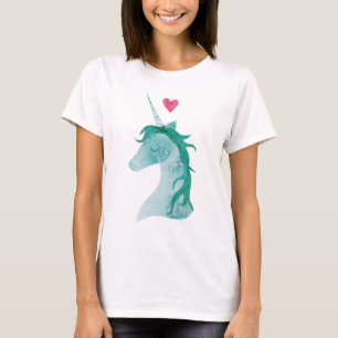 Blue Unicorn Magie mit Herz T-Shirt