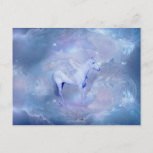 Blue Unicorn mit Flügelfantasie Postkarte