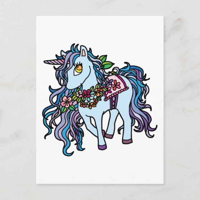 Blue Unicorn Postkarte (Vorderseite)