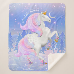 Blue Unicorn Princess auf Frozen Lake Kinderzimmer Sherpadecke