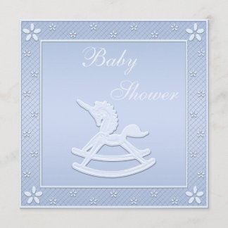 Blue Unicorn Rocking Horse Baby Boy Dusche Einladung