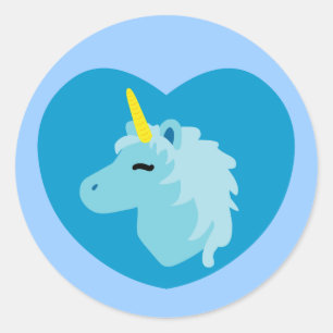 Blue Unicorn Runder Aufkleber
