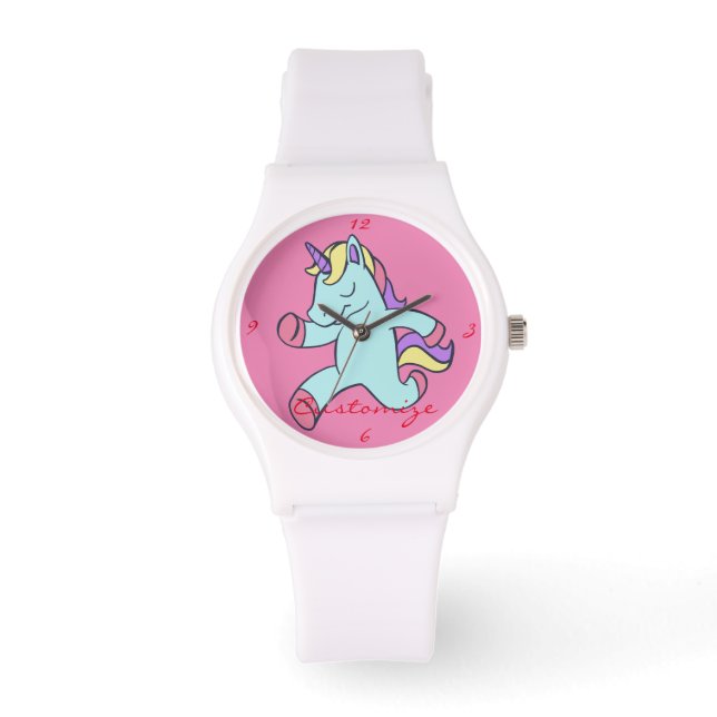 Blue Unicorn Running Thunder_Cove Armbanduhr (Vorderseite)