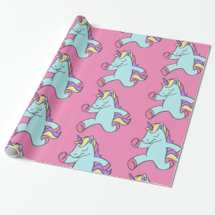 Blue Unicorn Running Thunder_Cove Geschenkpapier
