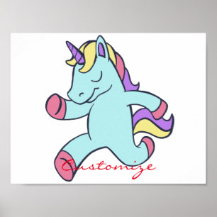 Blue Unicorn Running Thunder_Cove Poster