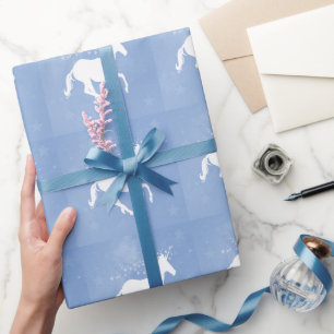 Blue Unicorn Wedding Wrapping Paper Geschenkpapier