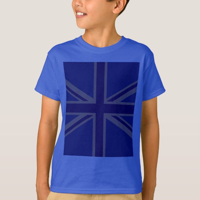 Blue Union Jack British Flag Design T-Shirt (Vorderseite)