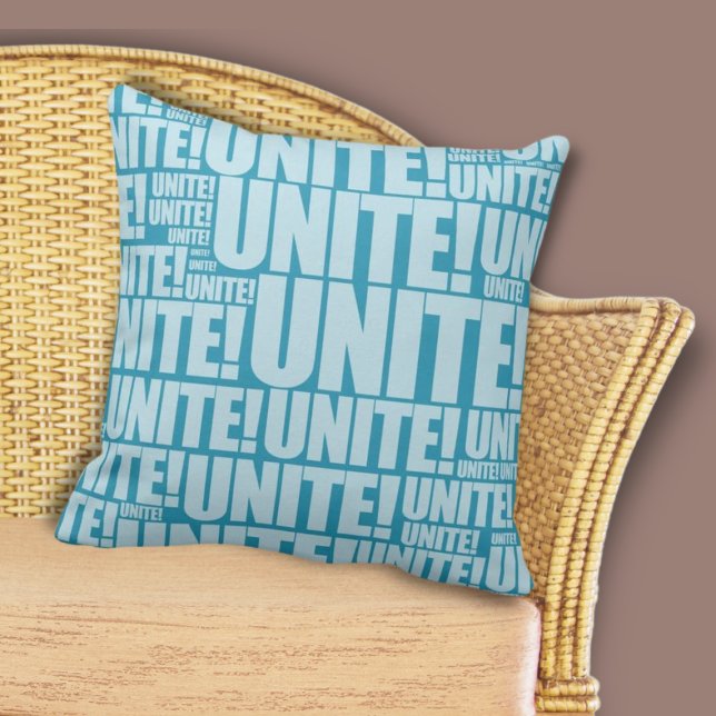 Blue UNITE! Typografie Wiederholungsmuster Kissen (Blue UNITE! Typography Repeat Pattern Throw Pillow, Home & Living)