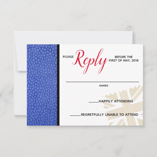 Blue United Kingdom Passport Response Card RSVP Karte (Vorderseite)