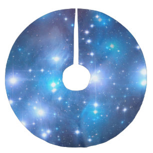 Blue Universe Stars + Ihre Ideen Polyester Weihnachtsbaumdecke