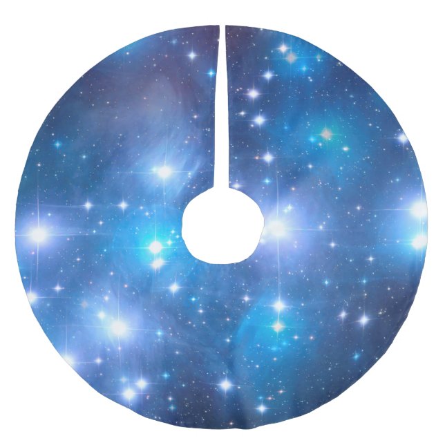 Blue Universe Stars + Ihre Ideen Polyester Weihnachtsbaumdecke (Vorderseite)