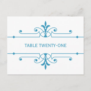 Blue v2 Extravagante Ornamentale Tischnummer Postk
