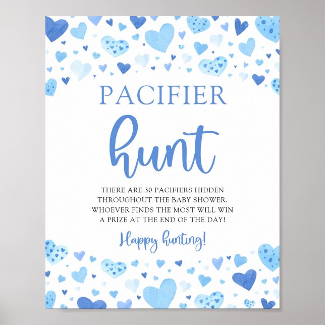 Blue Valentine Baby Dusche Schnuller Hunt Sign Poster (Vorne)