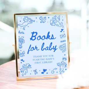 Blue Valentine Baby Shower Bücher für Baby-Spiel Poster