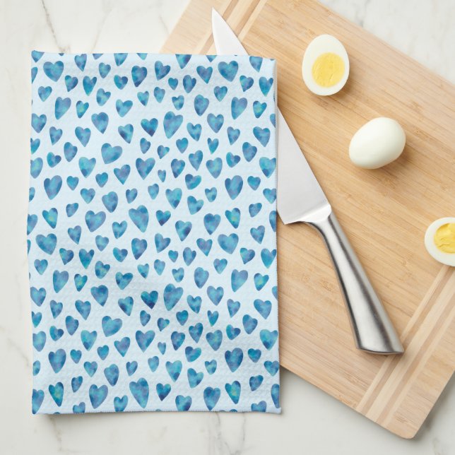 Blue Valentine Heart Kitchtuch Geschirrtuch (Viertel Falte)