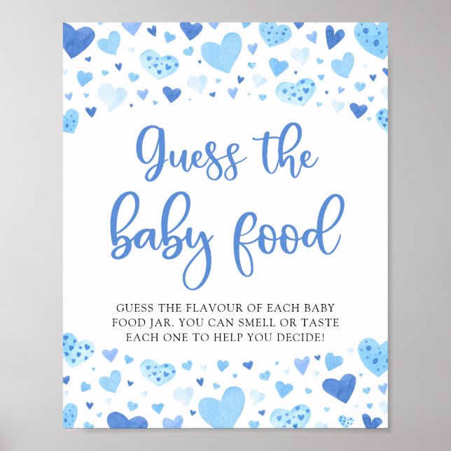 Blue Valentine Raten Sie die Baby Food Baby Dusche Poster (Vorne)