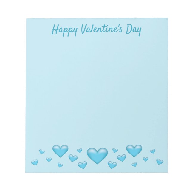 Blue Valentine's Day Hearts & Custom Text Notizblock (Vorderseite)
