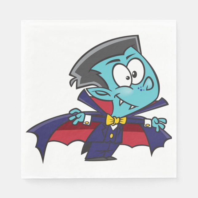 Blue Vampire Boy with Cape Cute Dracula Serviette (Vorderseite)