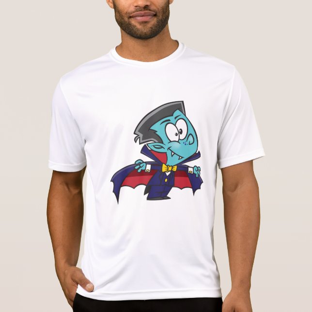 Blue Vampire Boy with Cape Cute Dracula T-Shirt (Vorderseite)