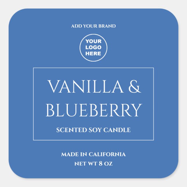 Blue Vanilla Blueberry Custom Candle Label Aufkleb Quadratischer Aufkleber (Vorderseite)